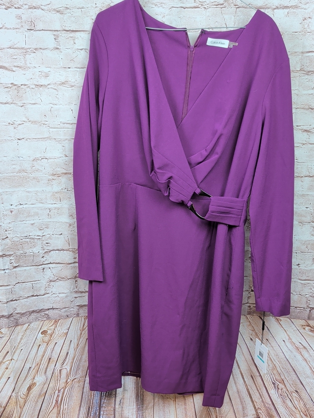 Calvin Klein Purple Long Sleeve Dress Size 16 New Nwt